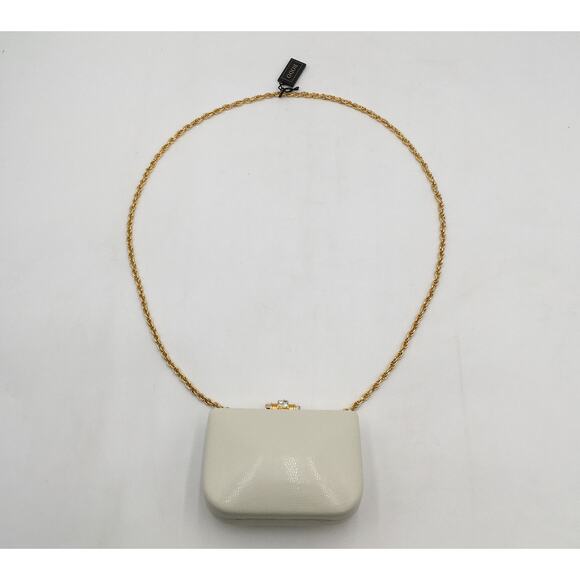 NWT Vintage Rodo Italy White Leather Evening Clutch Purse w/Chain Strap - Picture 8 of 8